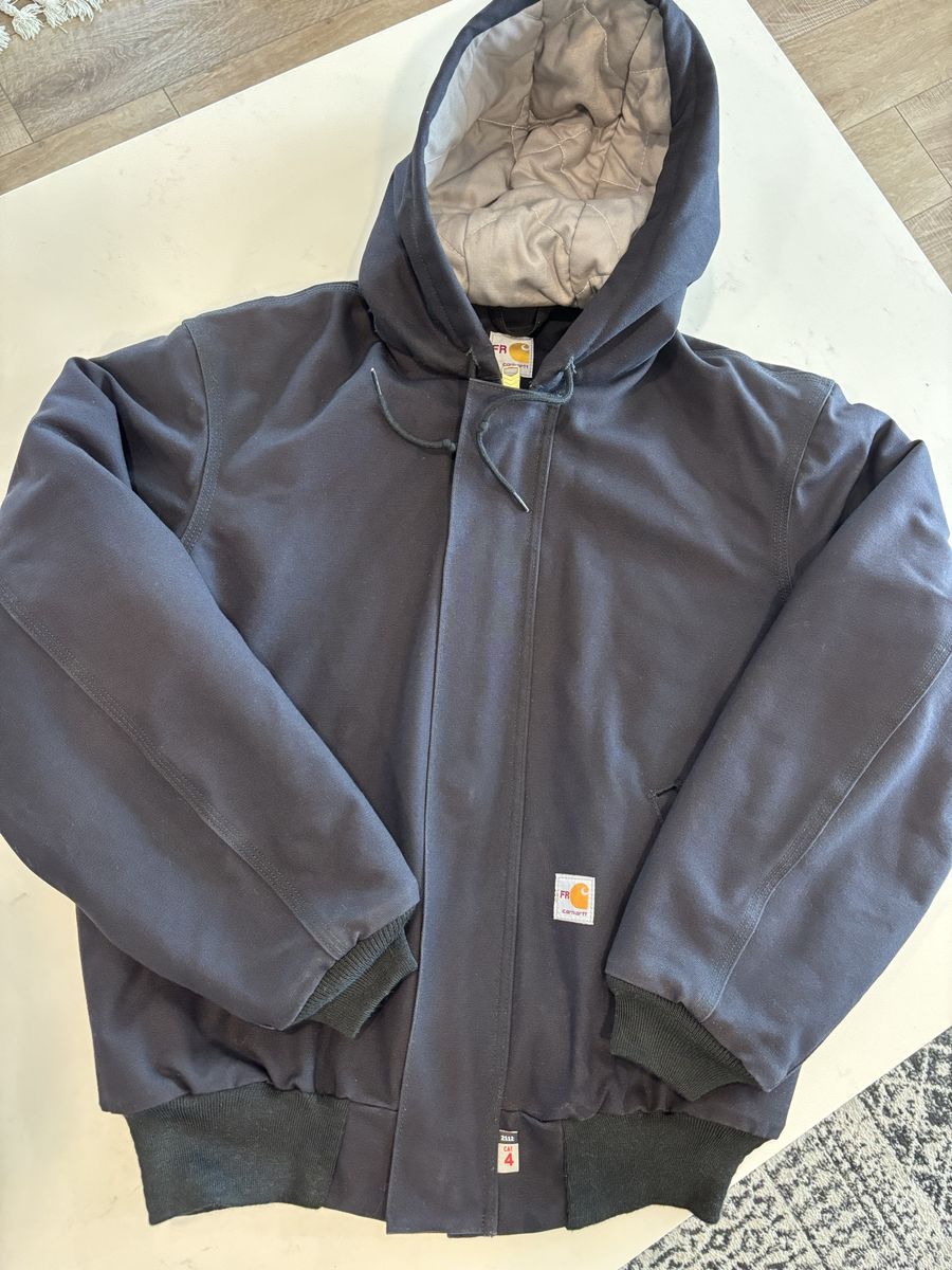 Carhartt Black FR (Flame Resistant) full-zip hooded jacket - Size Medium