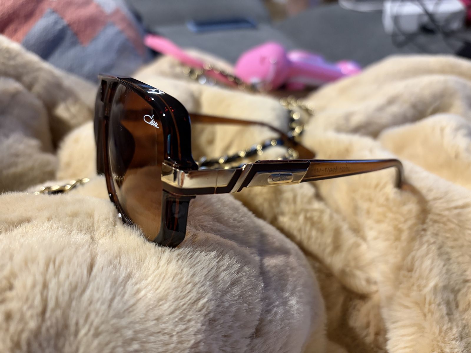 Cazal Vintage Oversized Aviator Sunglasses Tortoise Shell / Amber Gold Accent