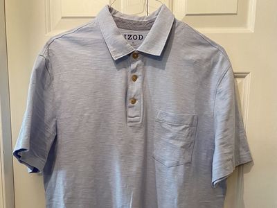 Mens IZOD Light Blue Polo Shirt XL - Nice Lightweight Fabric w/ Pocket And Logo - C PIX