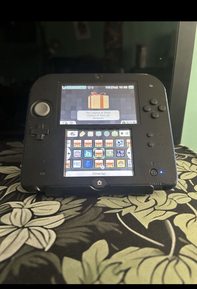 Modded Nintendo 2DS Black & Blue Handheld Console