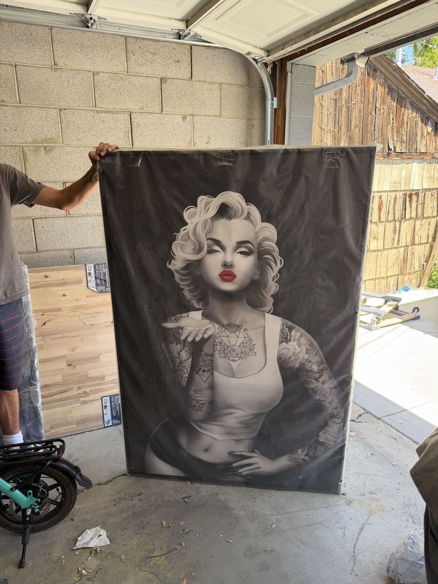 Beautiful Framed Canvas Biker Lady