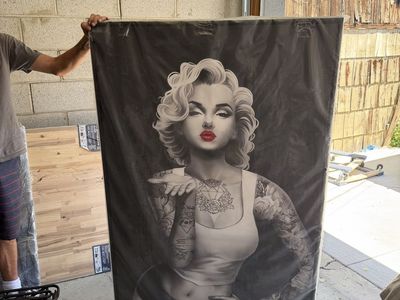 Beautiful Framed Canvas Biker Lady