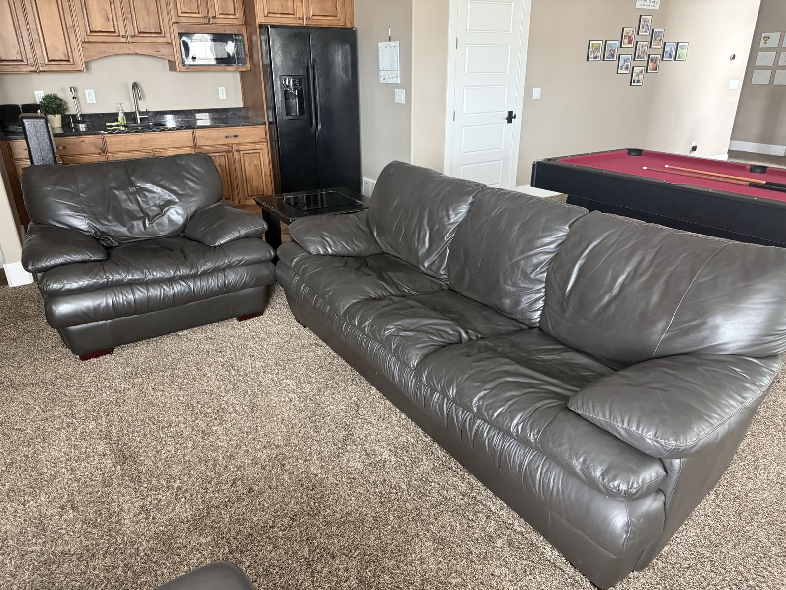 Oversized Leather-Look Sofa & Chair – Soft, Comfortable, Great Condition