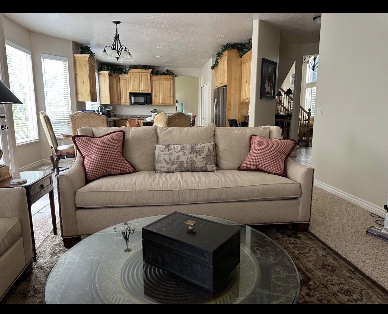 2 -88’ Hickory Chair Sofas.  Cream color.