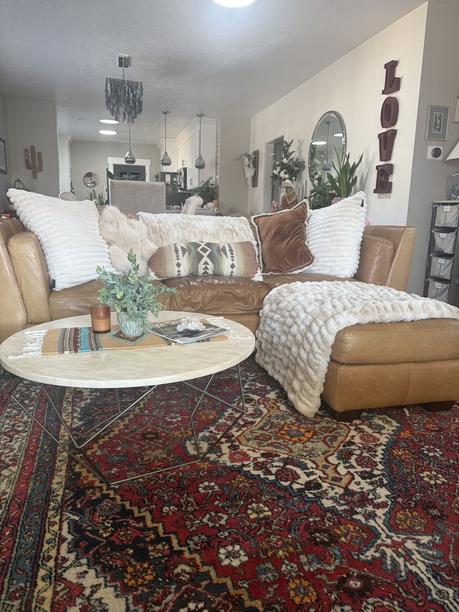 Leather Couch, Chair and ottoman