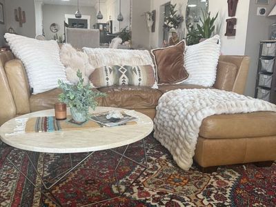 Leather Couch, Chair and ottoman
