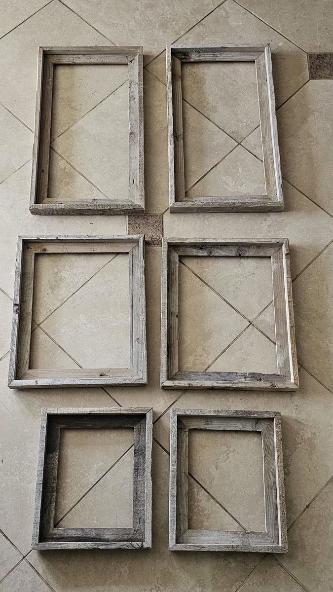 Set of 6 Rustic Reclaimed Wood Picture Frames - Various Sizes, Farmhouse Decor 8x10, 11x15, 10x20 Inches Frames