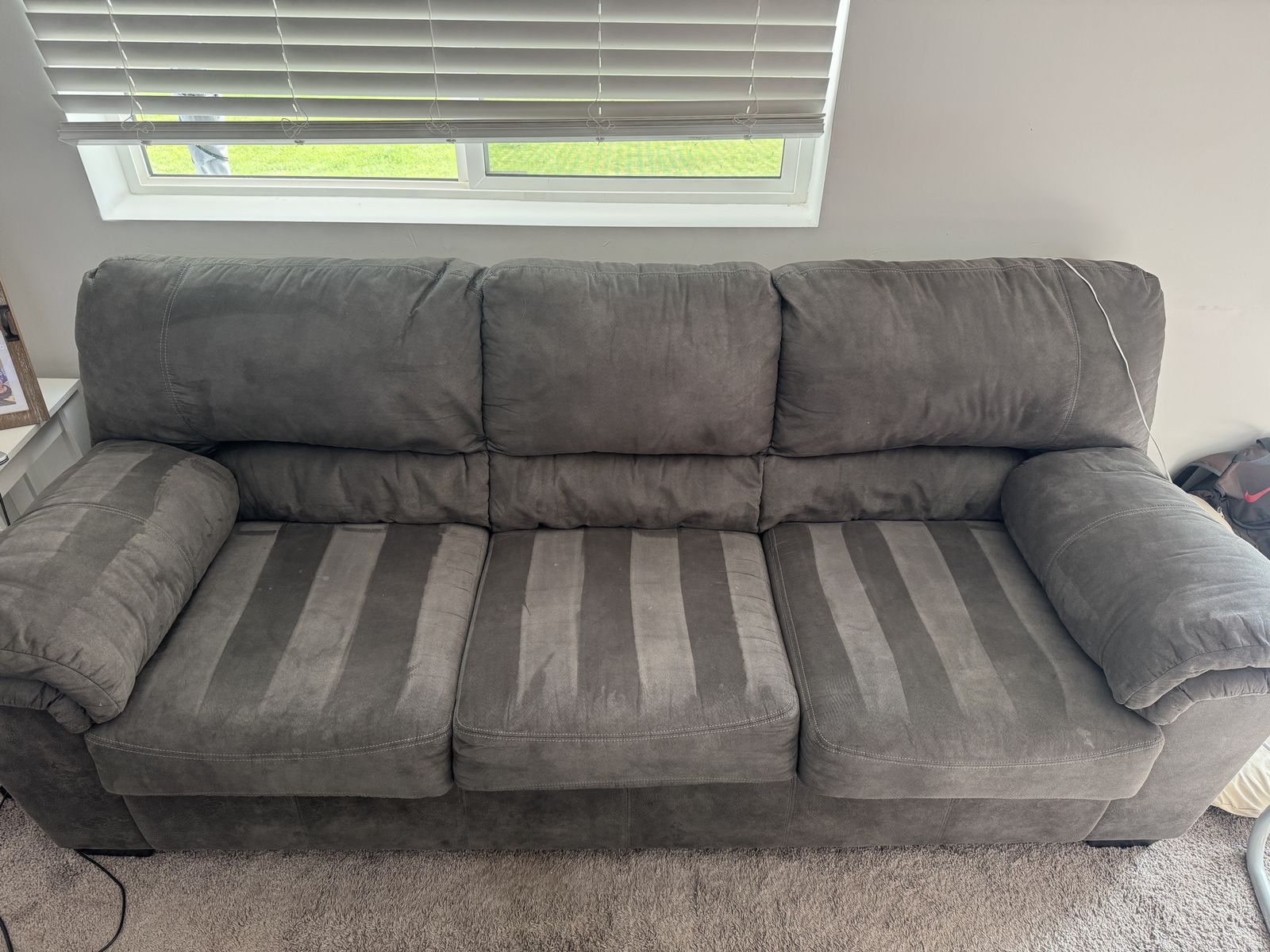 CGray Microfiber Living Room Sofa and Loveseat Set 