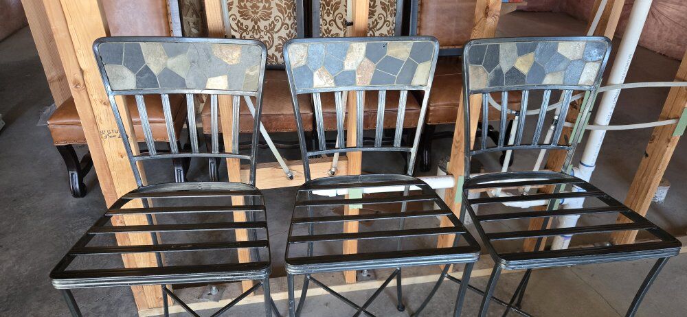 3 heavy duty wrought iron slate barstylls