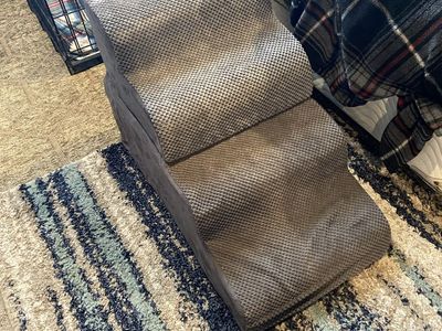 3-Tier Foam Pet Stairs for Dogs & Cats - Gray Fabric Step Ramp