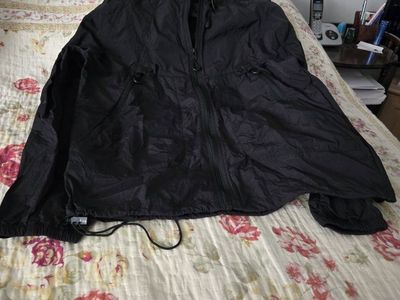 Unisex Black Water-Resistant Packable Windbreaker Jacket - Size Small