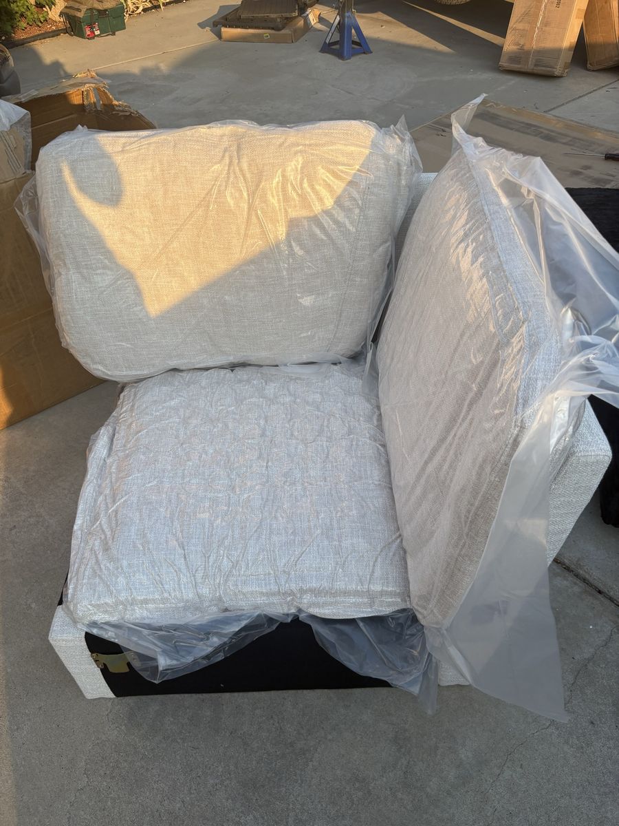 New Off-White/Cream Upholstered Armless Accent Chair