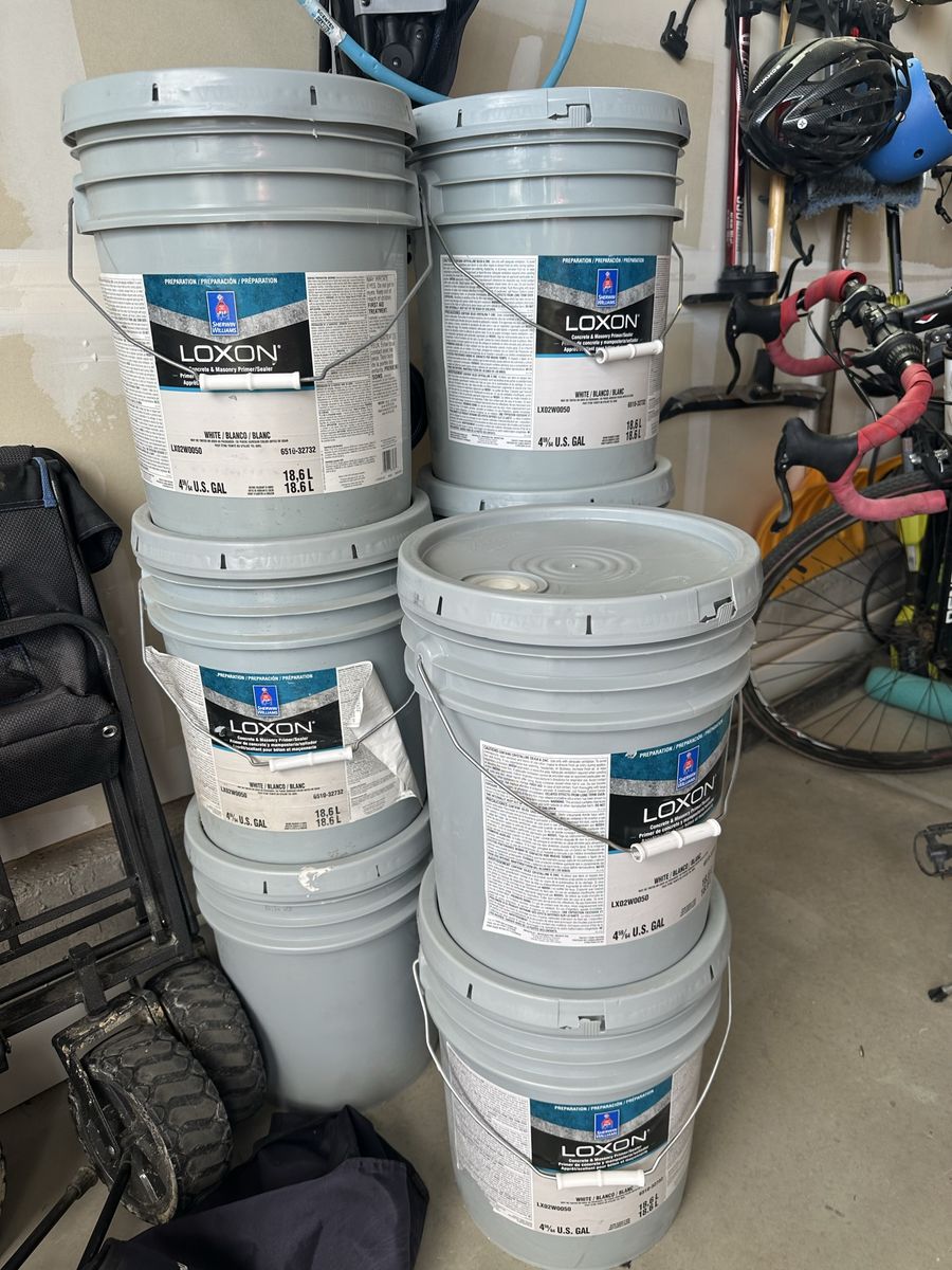 6 New Sherwin-Williams Loxon Concrete & Masonry Primer/Sealer - 5 Gal White LX02W0050