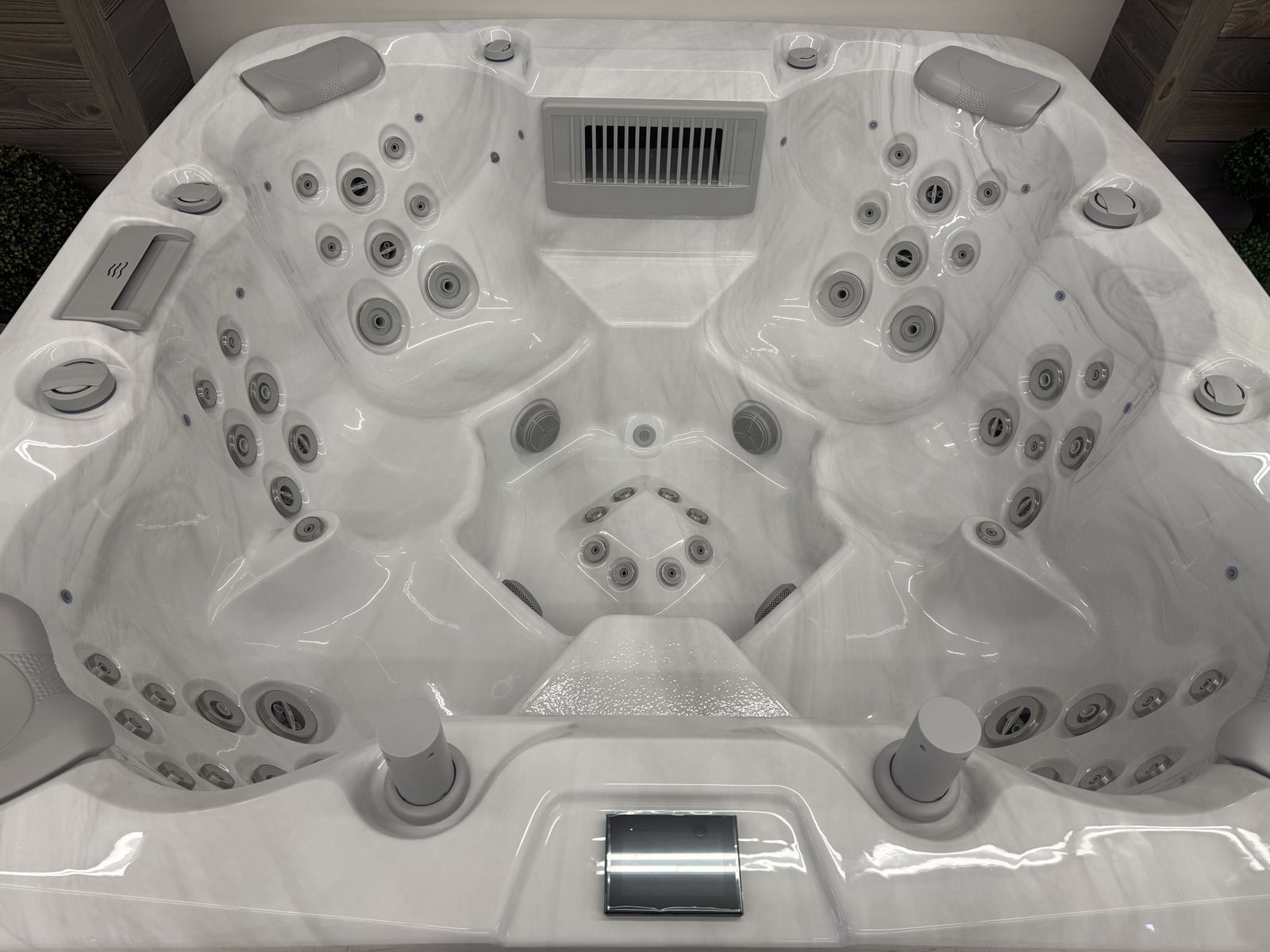 New 8-Person Hot Tub – Foot Jets, Bluetooth Speakers, Waterfall, LED Lights, Touch Controls | $9,500