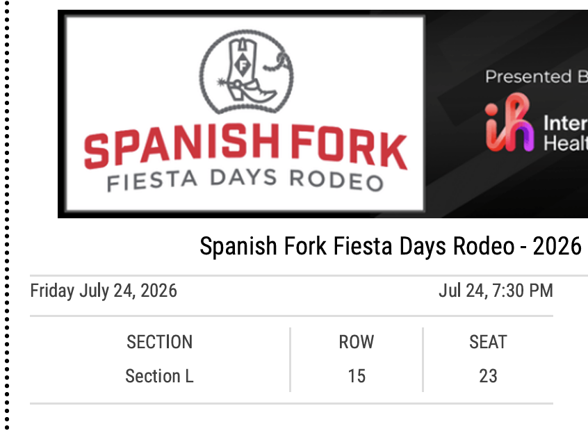 4 Tickets: Spanish Fork Fiesta Days Rodeo - Friday July 24