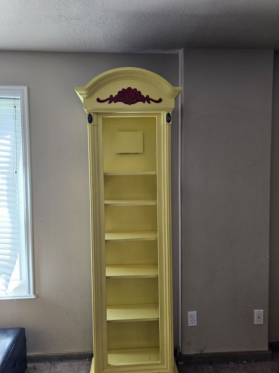 Vintage Ornate Bookshelf —  Repurposed Grandfather Clock Cabinet