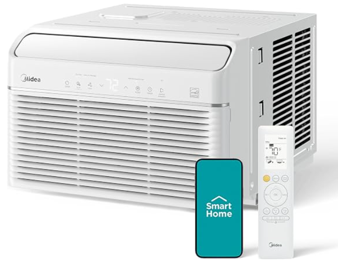 Midea 8,000 BTU Smart Inverter Air Conditioner Window Unit with Heat and Dehumidifier – Cools up to 350 Sq. Ft., Energy Star Rat