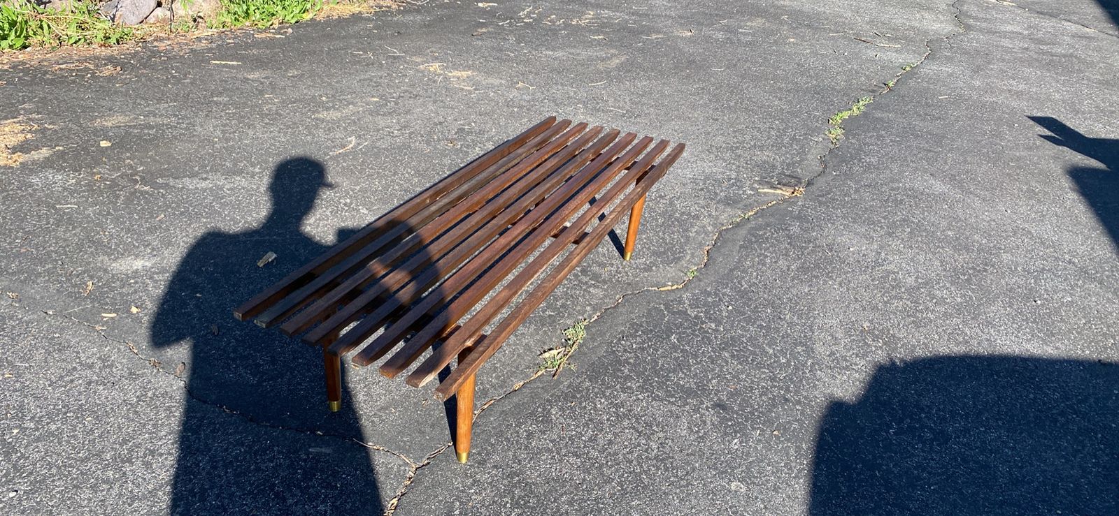Midcentury modern slat bench