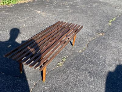 Midcentury modern slat bench