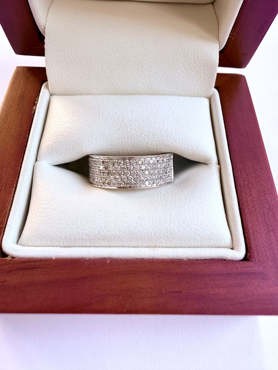 14K White Gold Pave Cigar Band