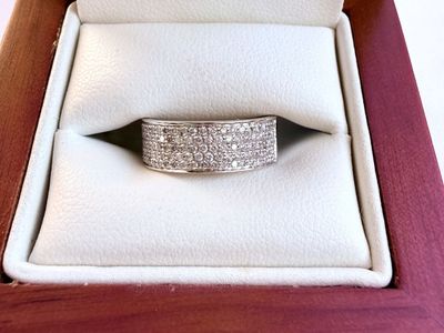 14K White Gold Pave Cigar Band