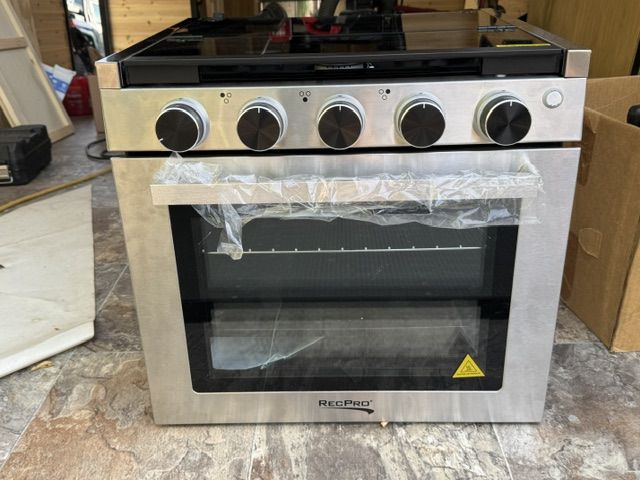 RecPro Stainless Steel RV Range Stove with Glass Cooktop Cover
