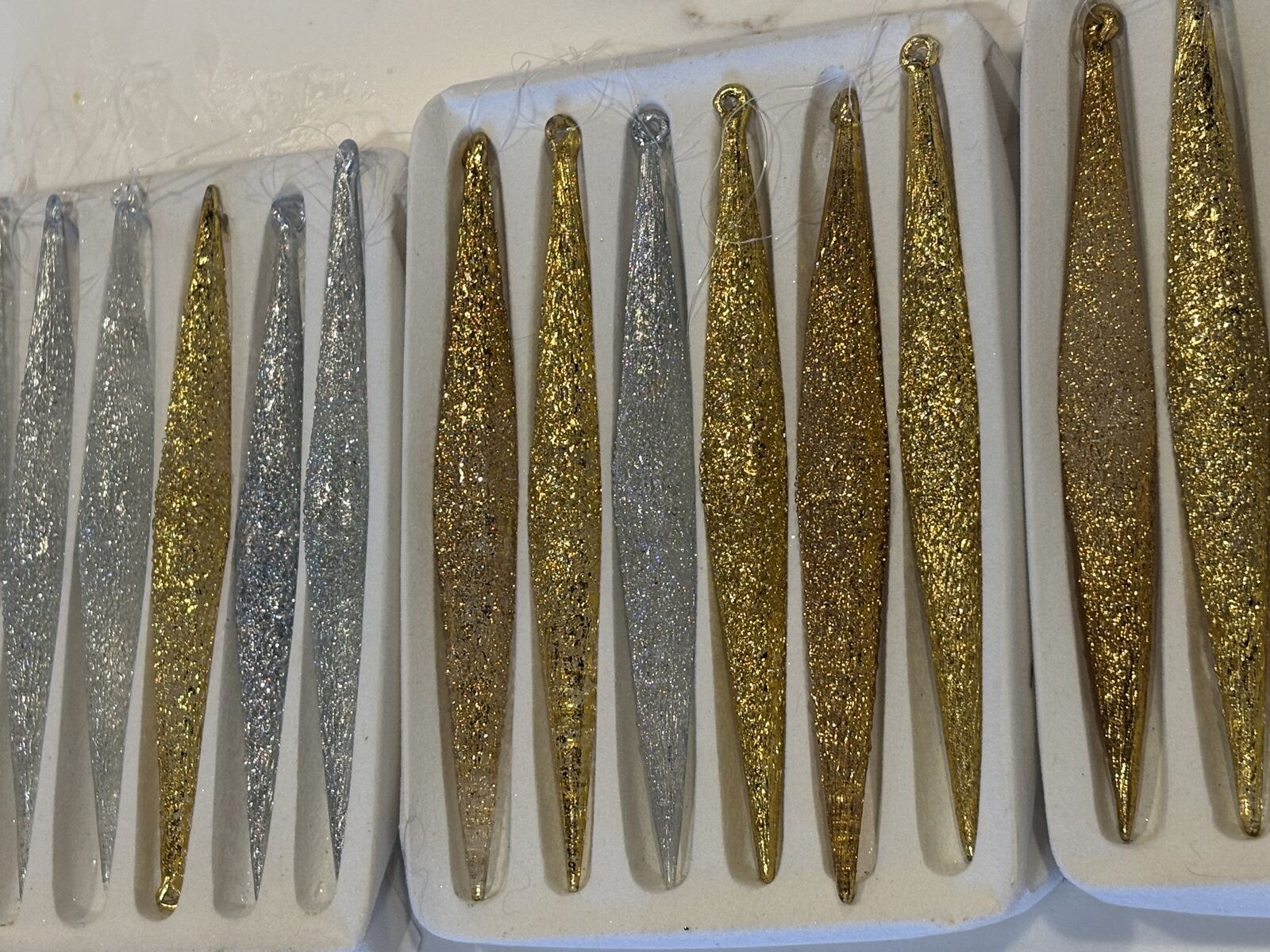 Vintage mid century modern icicle glass Christmas ornaments  MCM XMAS.