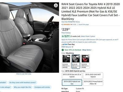 2019-2025 Toyota Rav4 Hybrid seat covers