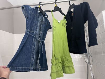 Girl Size 5/6 2 dresses plus 1 Uniform Sweater/Cardigan