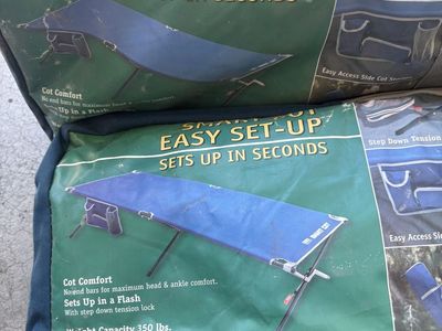 RIO Gear Smart Cot Easy Set-Up Portable Camping Cot (2-Pack) 350lb Capacity, 80x32x19