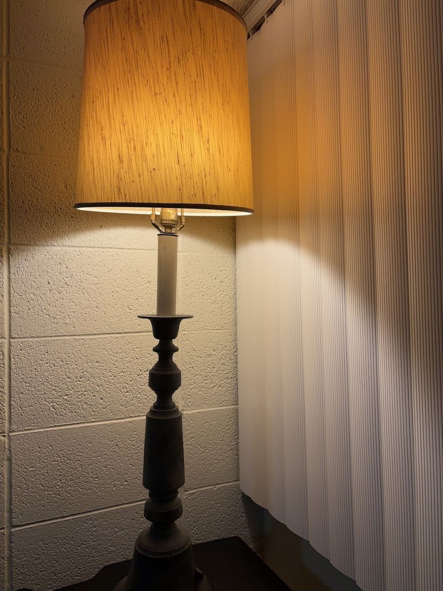 TALL cement-cast lamp