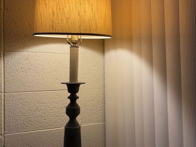 TALL cement-cast lamp