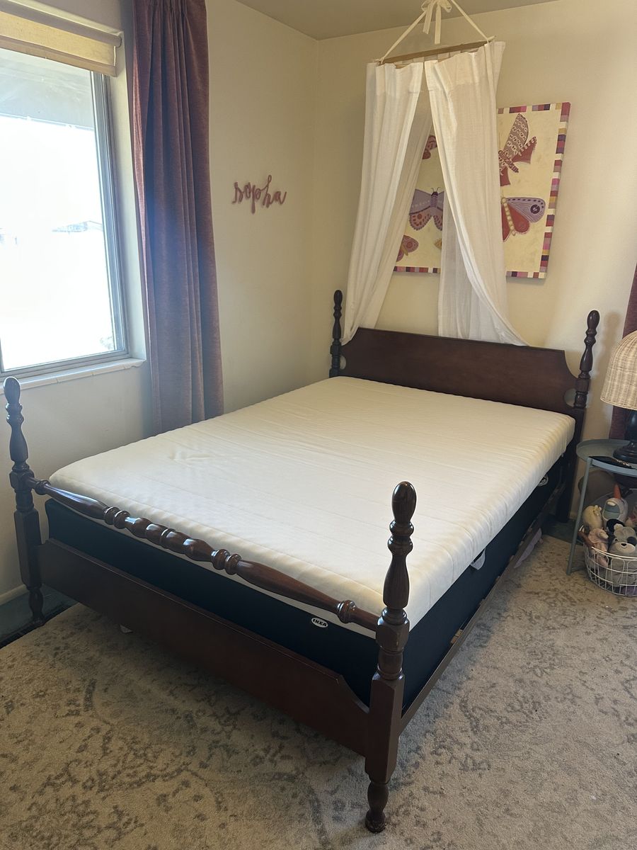Antique Full Size Bed With Boxspring And Mattress