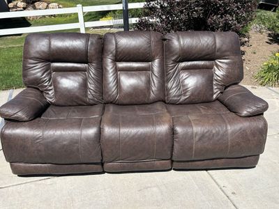 Power Reclining Brown Sofa