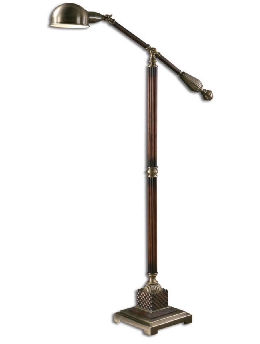 Uttermost Dalton Adjustable Boom Arm Floor Lamp - Antique Brass