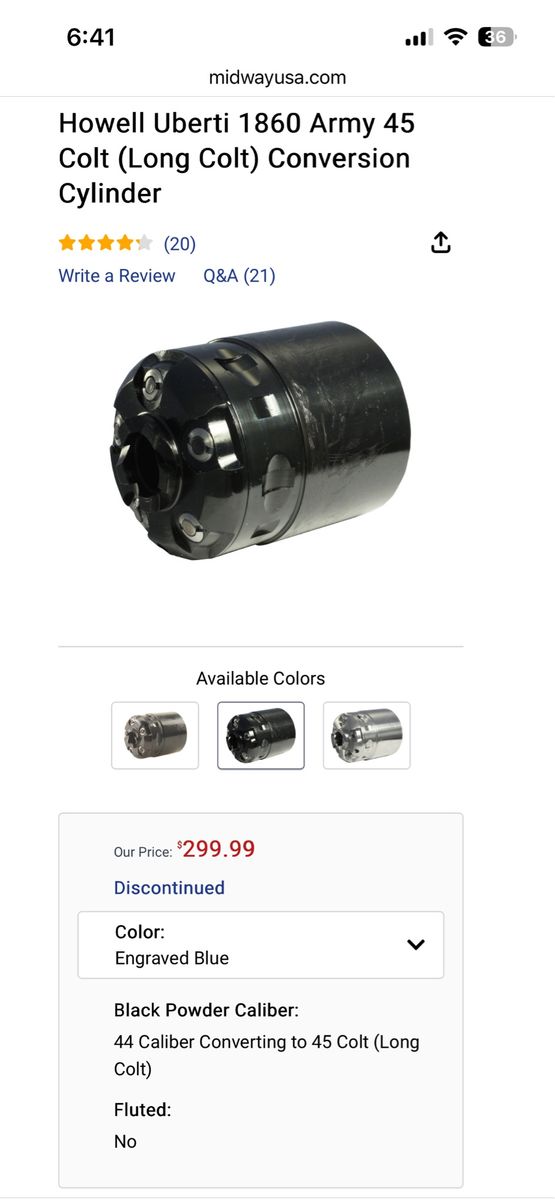 Howell Ubreti 1860 Colt 45 Conversion Cylinder