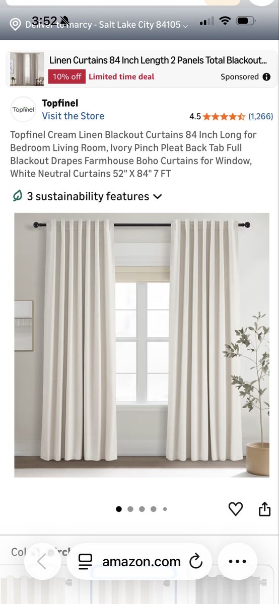 Topfinel Cream Linen Blackout Curtains 84 Inch Long for Bedroom Living Room, Ivory Pinch Pleat Back Tab. Farmhouse Boho Curtains