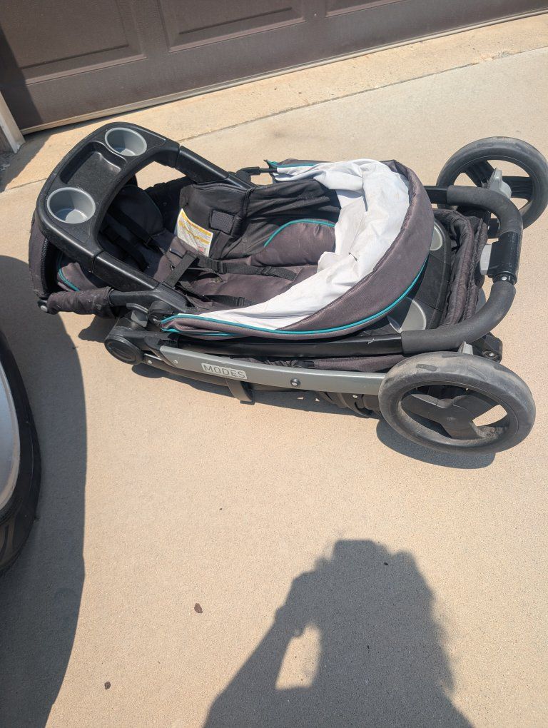 Graco Modes Pramette Travel System Stroller Infant Baby Toddler Grey Teal