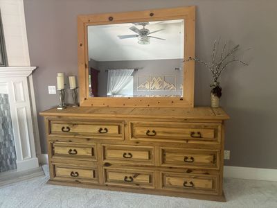 Real Wood Rustic Dresser and Matching Mirror