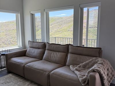 Arhaus Rowland Leather Three Piece Motion Modular Sofa
