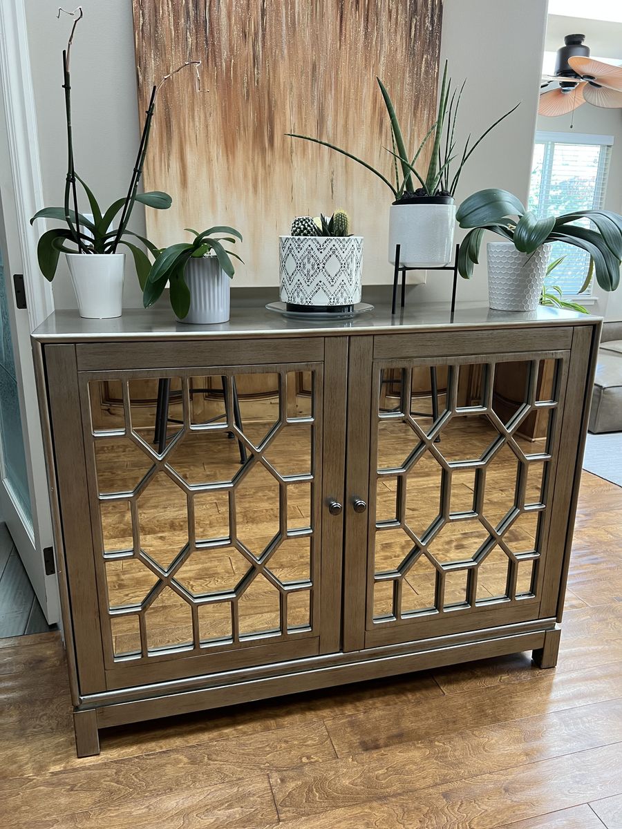 Sideboard Cabinet Glass Mirrored Doors