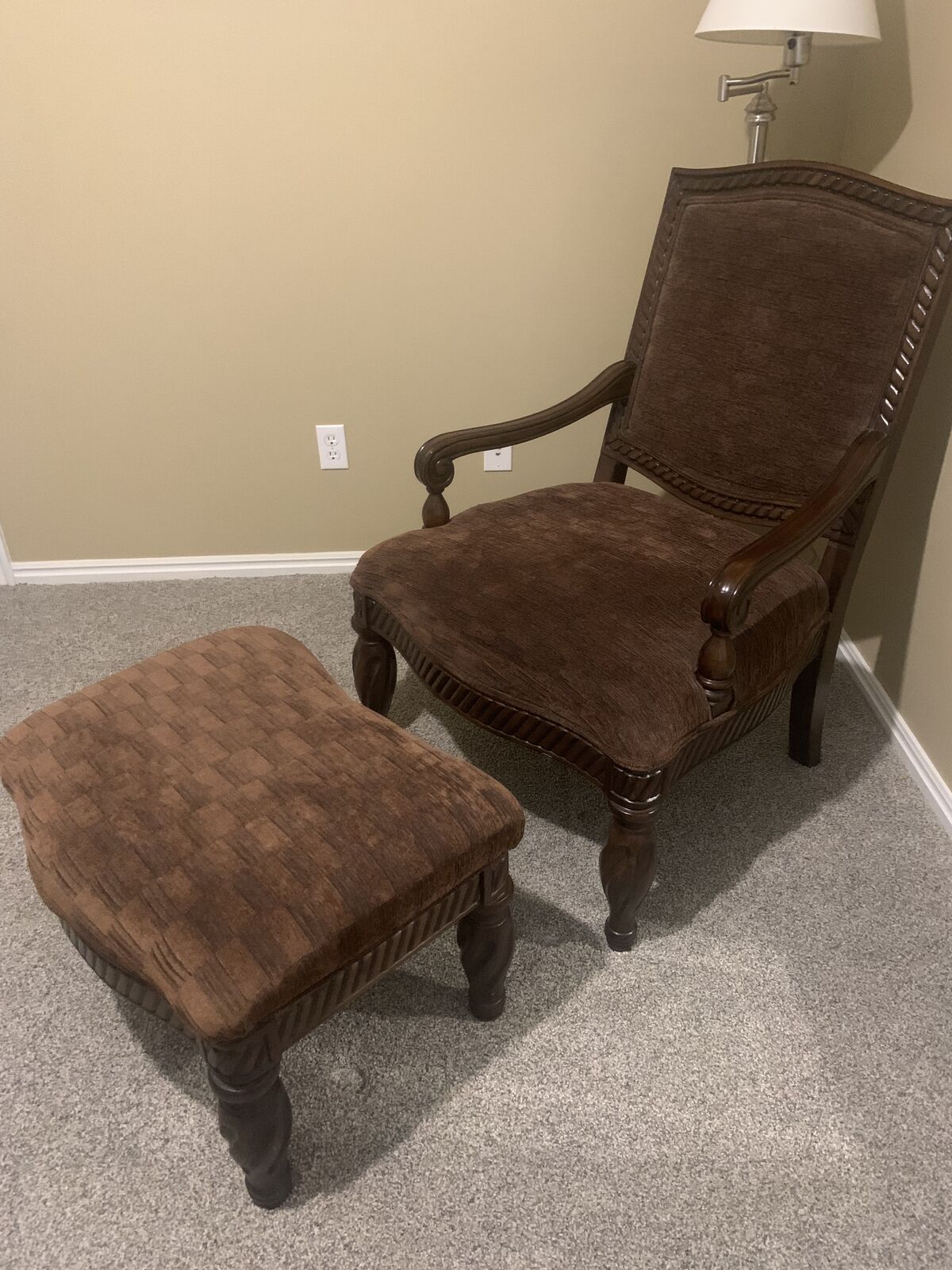 Beautiful Fabric Chair & Ottoman Set