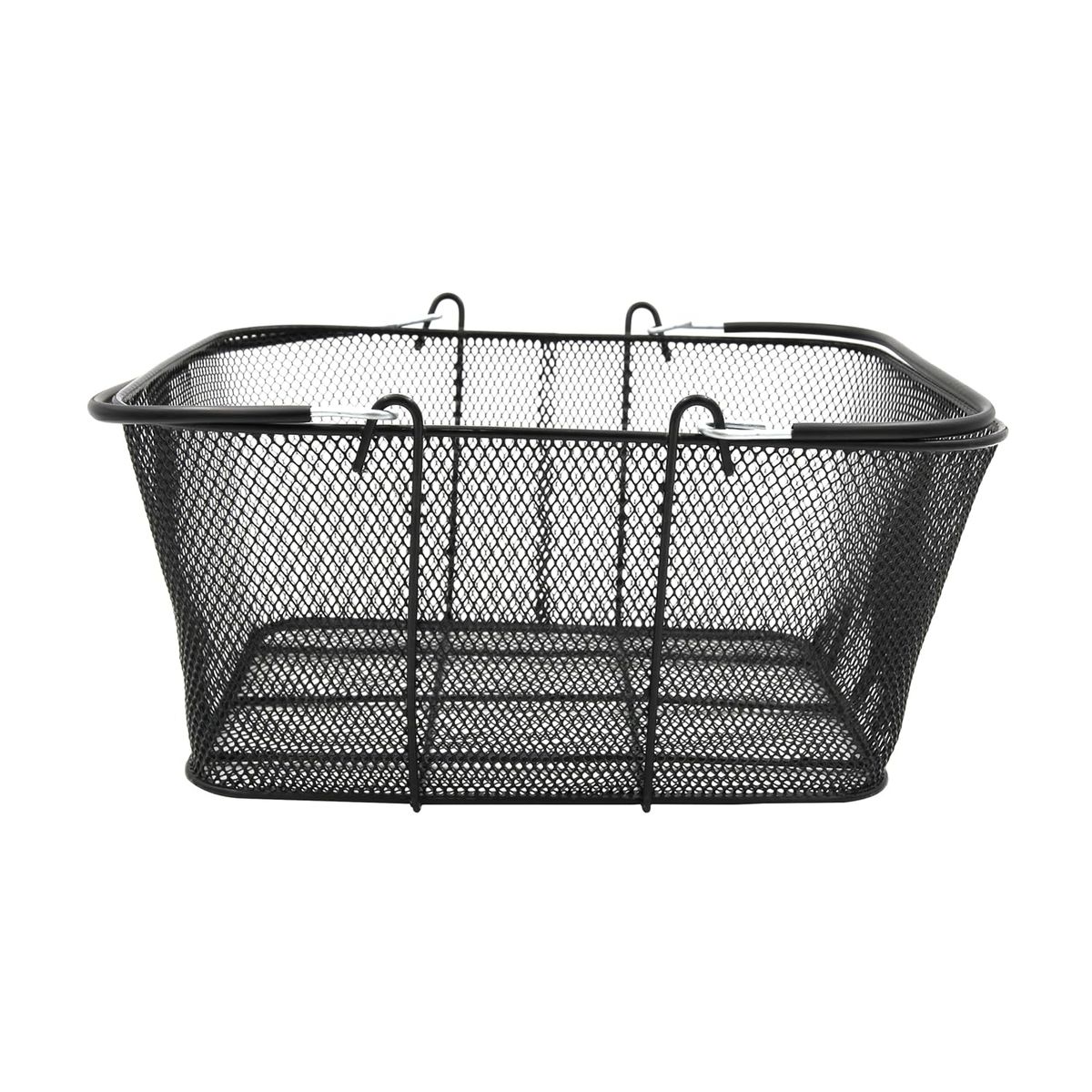 SSWBasics Black Metal Shopping Basket with Handles - 17”W x 12”D x 7”H