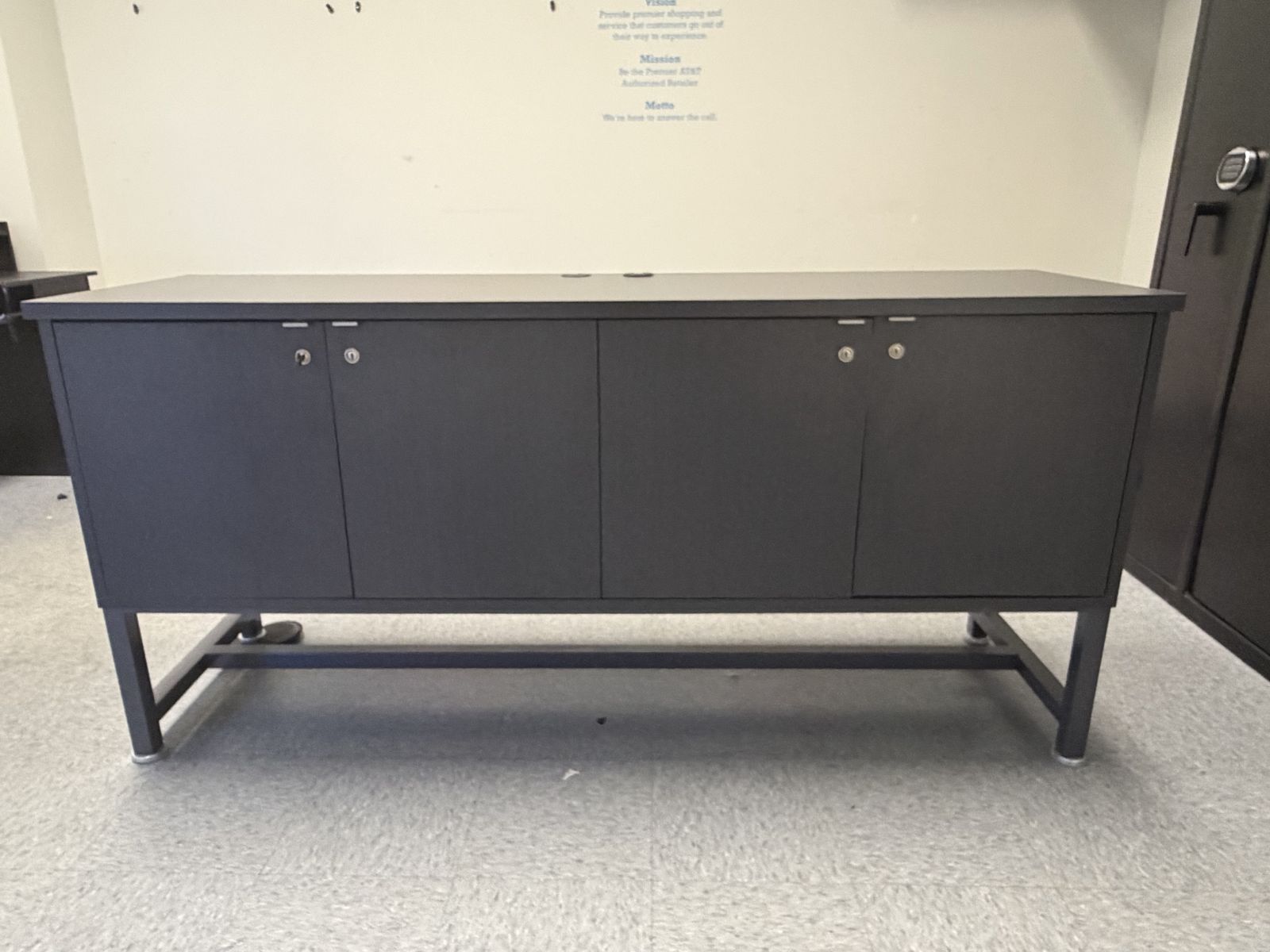 Modern Black Storage Credenza Cabinet Console Table with Locking Doors, Adjustable Shelves