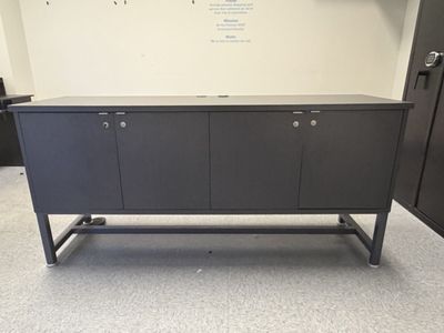 Modern Black Storage Credenza Cabinet Console Table with Locking Doors, Adjustable Shelves