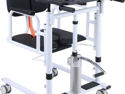 Hydraulic Patient Lift Chair with Wheels - Adjustable, Transport & Shower Aid with Tray
