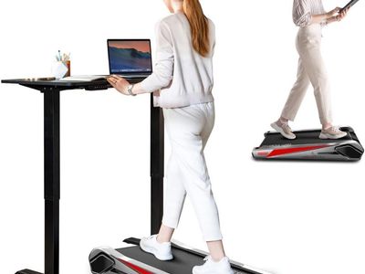 Get fit while you work with this beautiful adjustable desk & walker treadmill package!