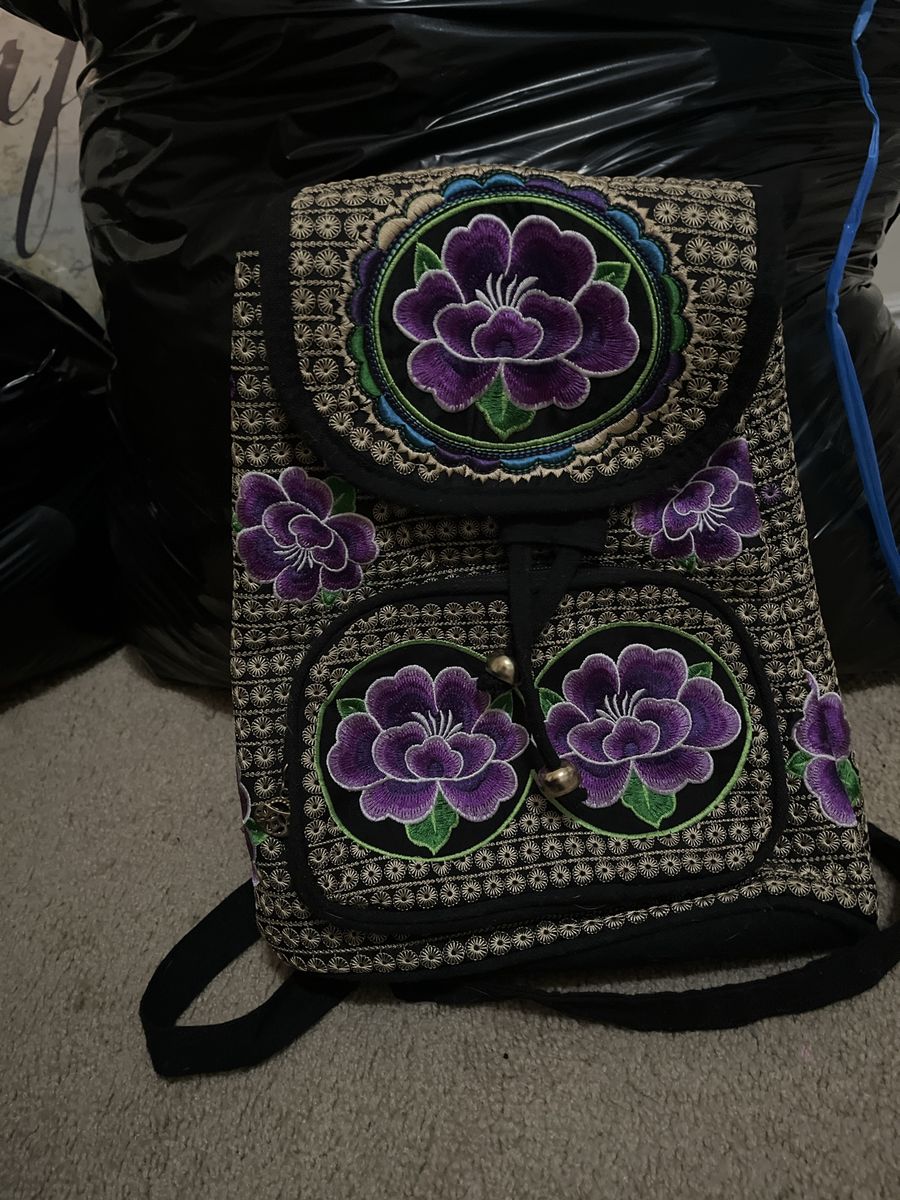 Small Backpack with Purple Design