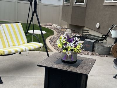 Beautiful outdoor fire pit table