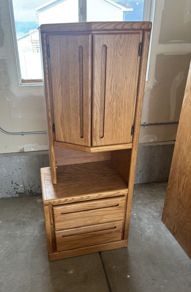 Solid Oak Angled Tall Pier Cabinets